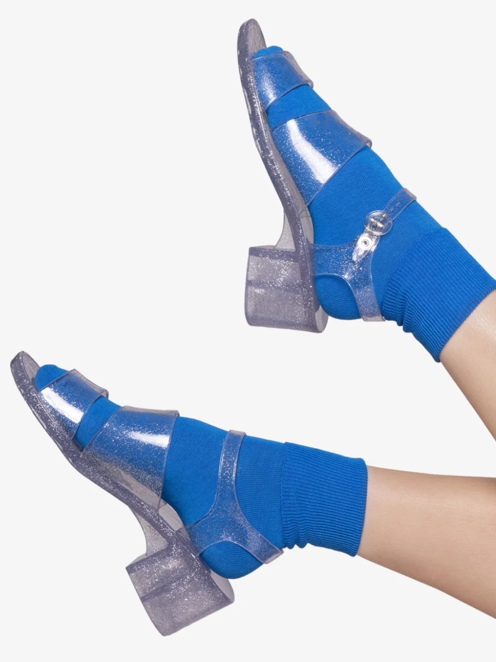 American Apparel Silver Glitter Block Heel Sandals